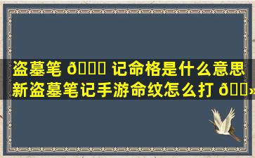 盗墓笔 🍁 记命格是什么意思「新盗墓笔记手游命纹怎么打 🌻 造」